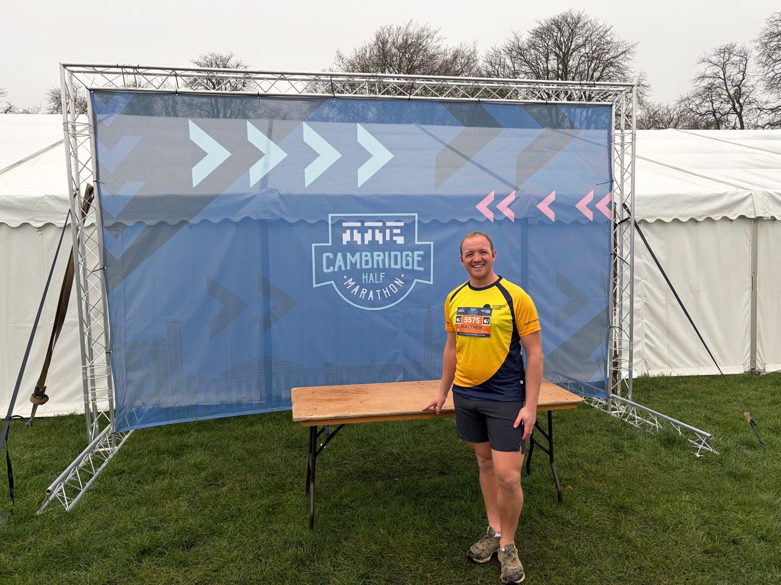 Matthew at the Cambridge Half Marathon start area